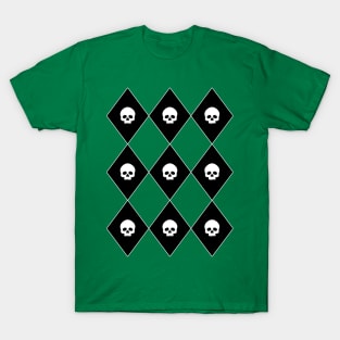 Harlequin Skull Pattern (Green) T-Shirt